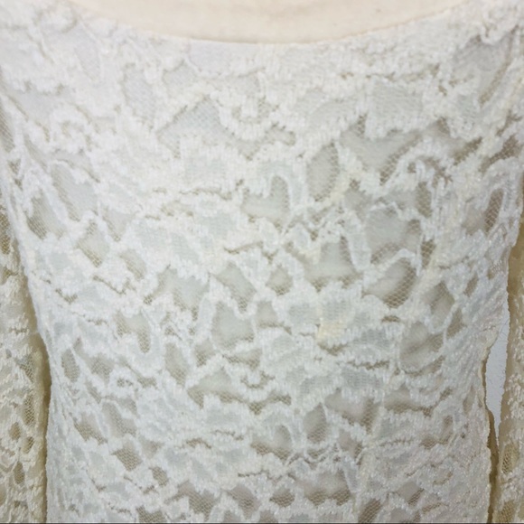 Free People Cream Flirt For You Lace Mini Dress size M - Picture 6 of 7